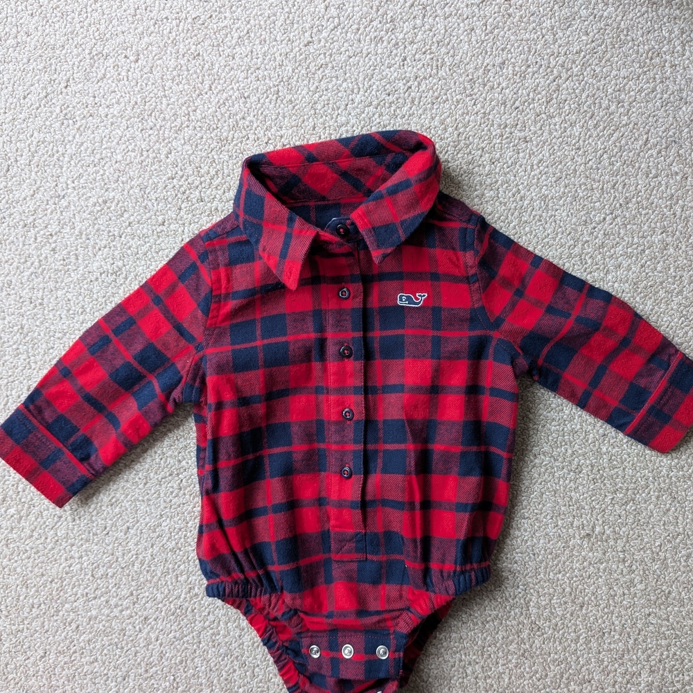 Red and Blue Plaid Baby Bodysuit